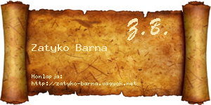 Zatyko Barna névjegykártya