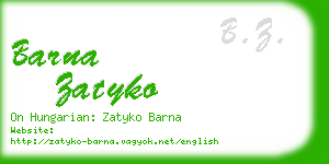 barna zatyko business card